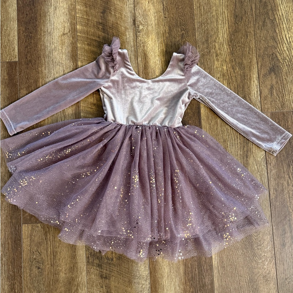 Ele Story Ballerina Velvet & Tulle Sparkle Dress - Dusty Lilac